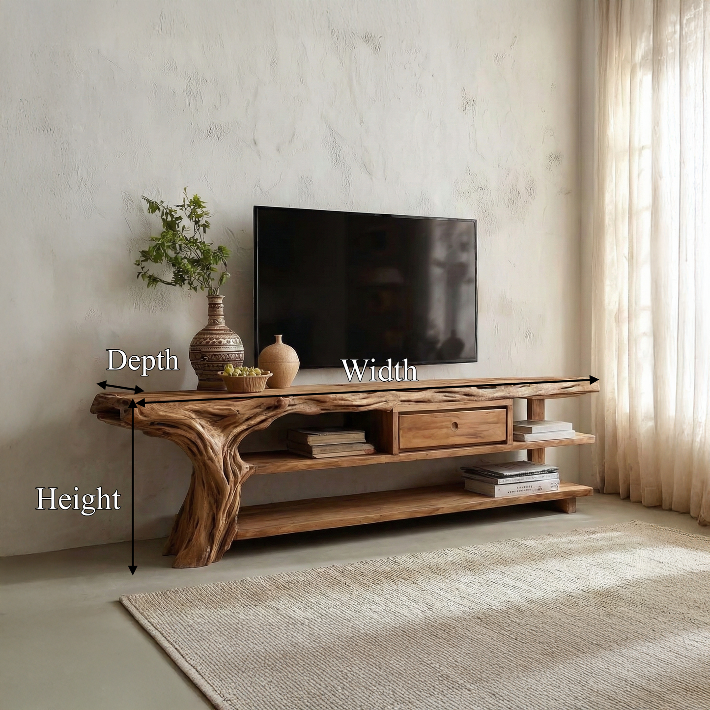 Rustic TV Stand Console For Living Room And Family Area