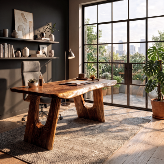 Rustic Wooden Desk For Home Office And Study Room Workspace