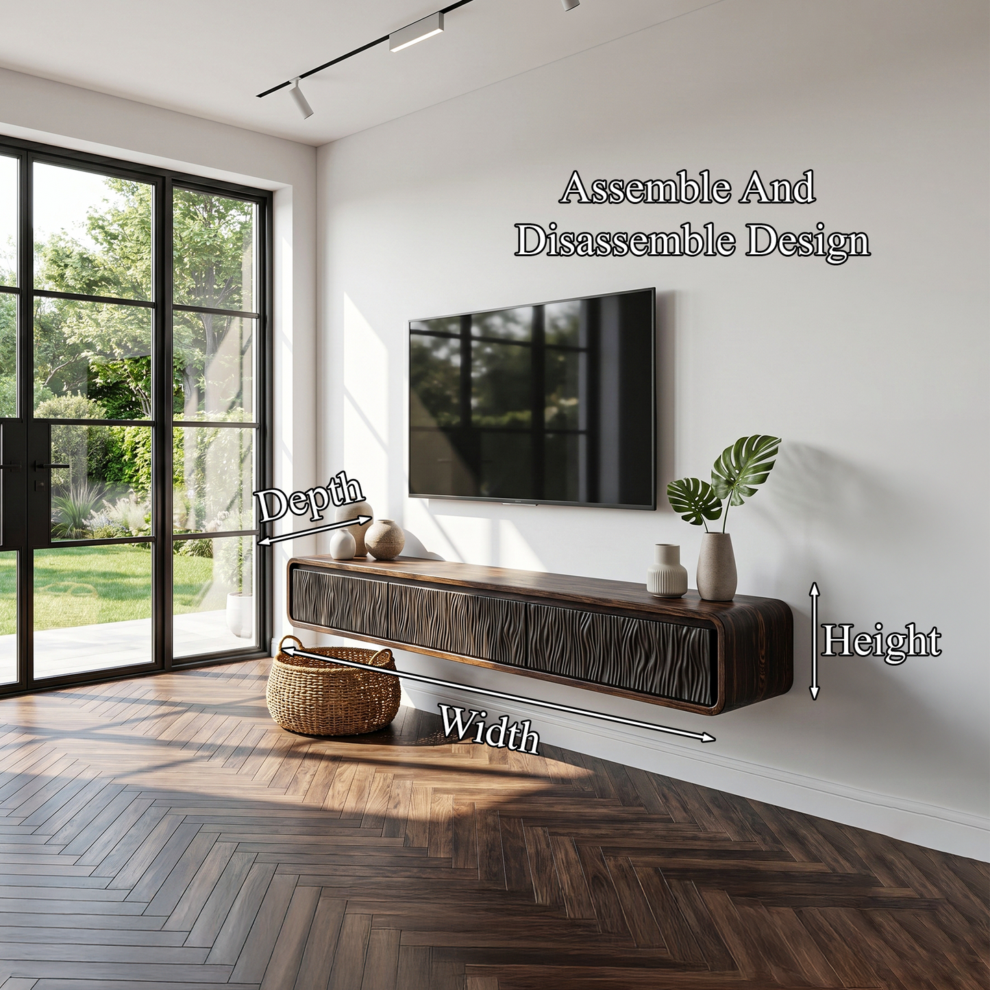 Organic Modern Wall Mounted TV Cabinet Living Room