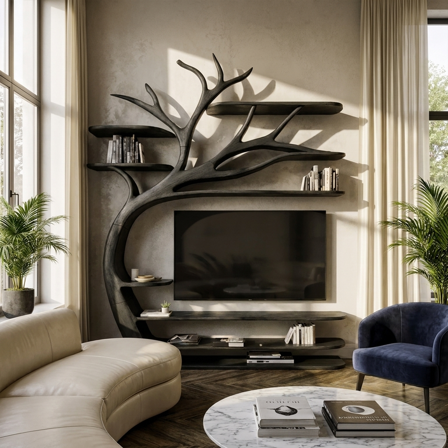Rustic Artistic Tree TV Stand Bedroom Or Living Room Decor