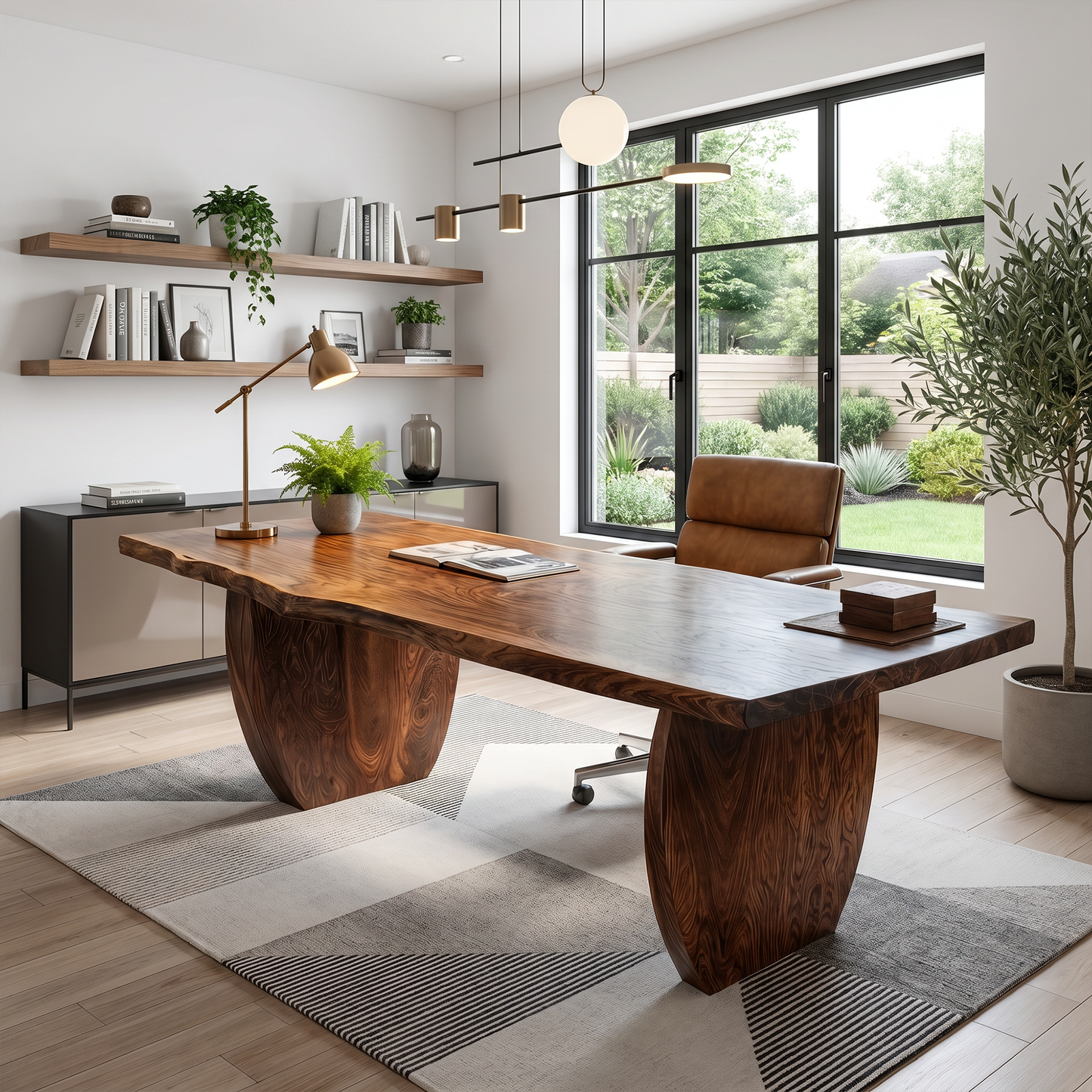 Organic Wooden Executive Desk For Home Office And Study Room
