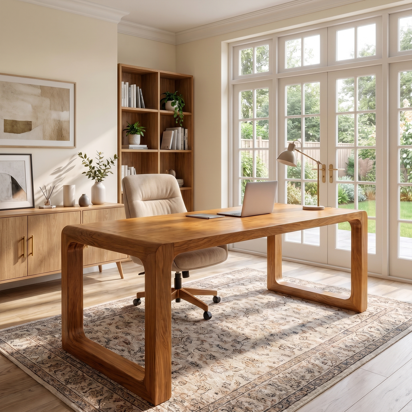 Handcrafted Wooden Desk For Home Office Productivity And Comfort