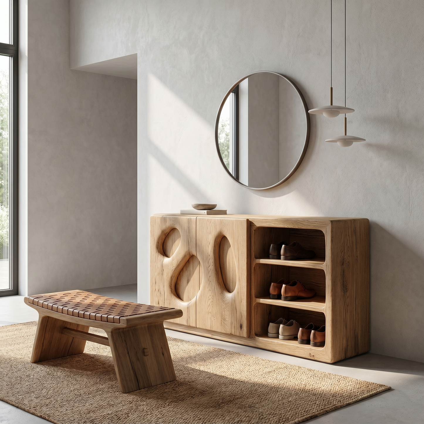 Organic Modern Shoe Cabinet Artistic Storage Design For Hallway