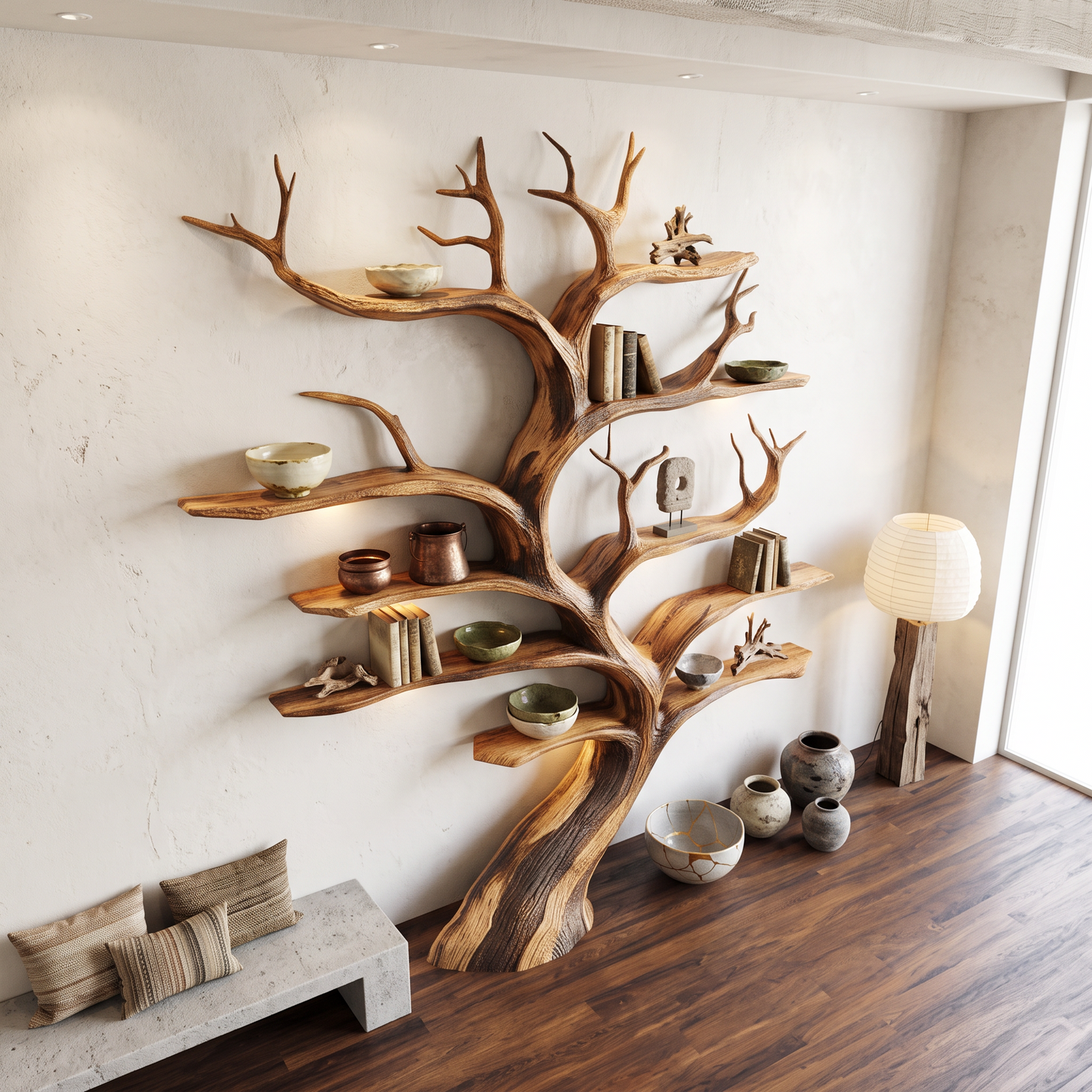 Rustic Tree Shelf Handmade Wood Wall Mounted Gift