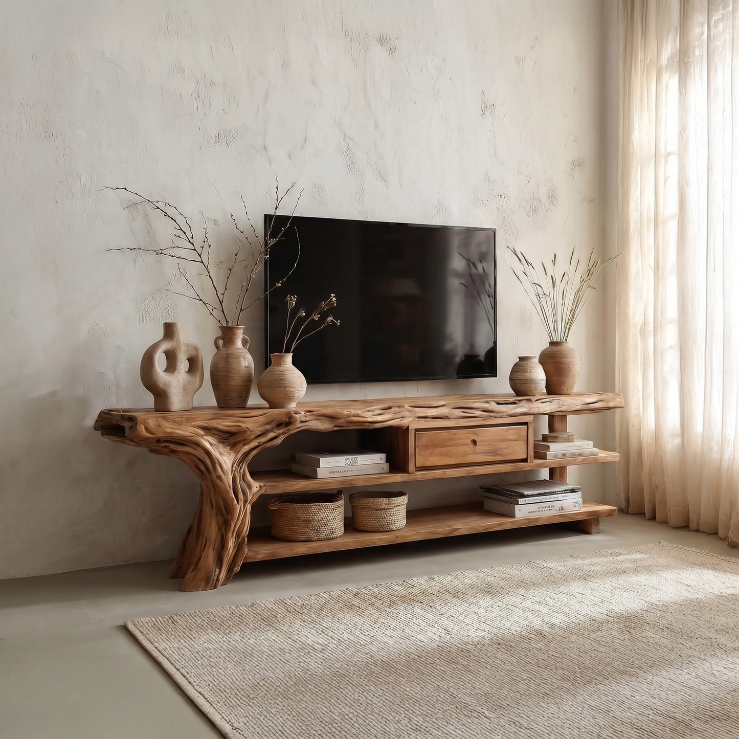 Rustic TV Stand Console For Living Room And Family Area
