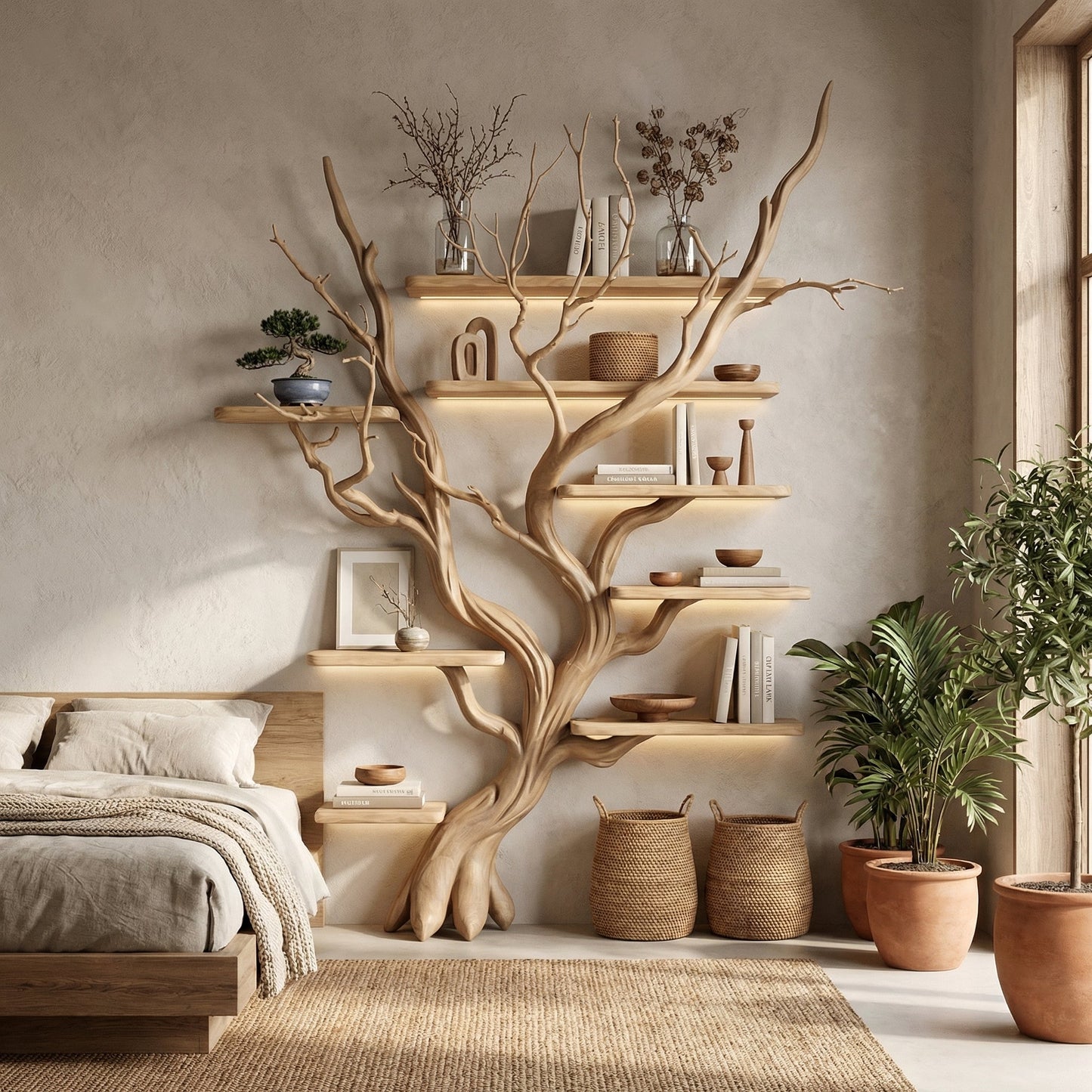 Tree Bookshelf Driftwood Branch Floating Bookshelf
