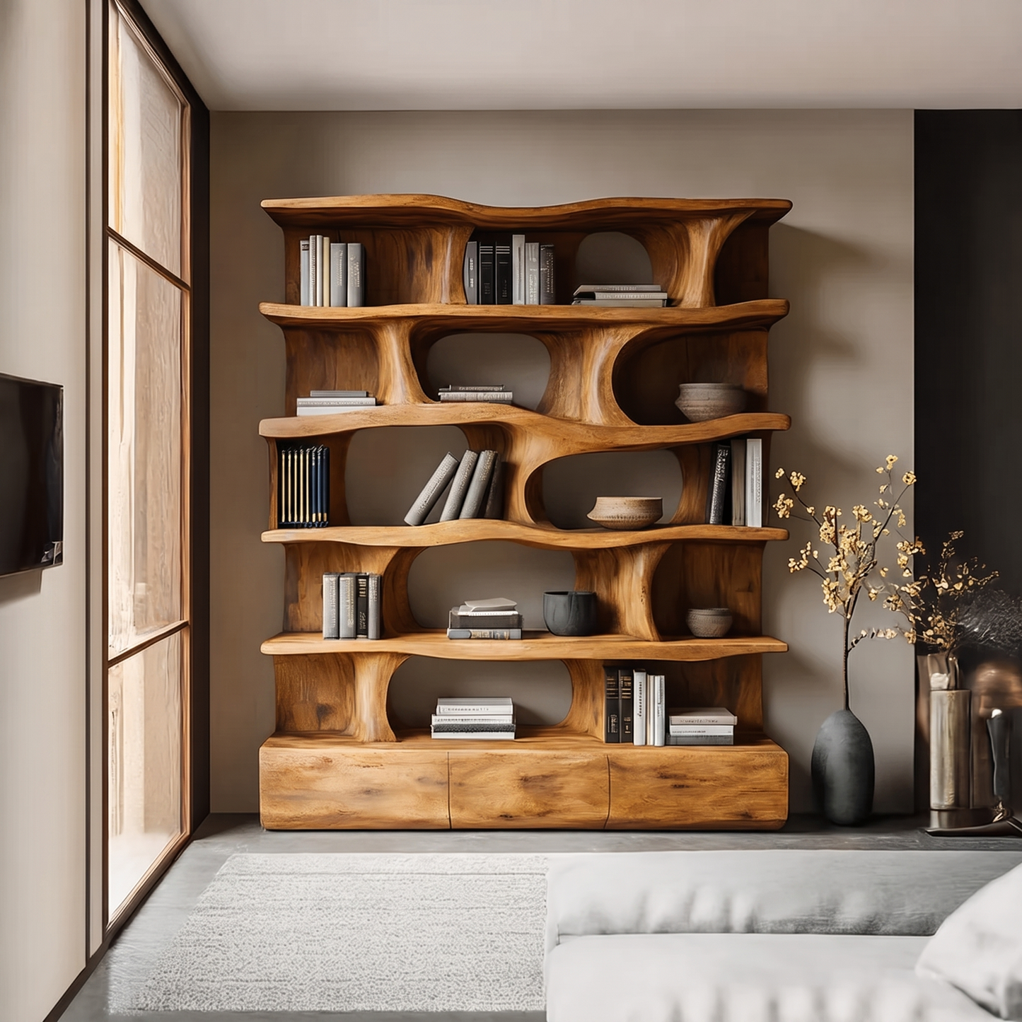 Modern Bookshelf Wall Storage Living Room