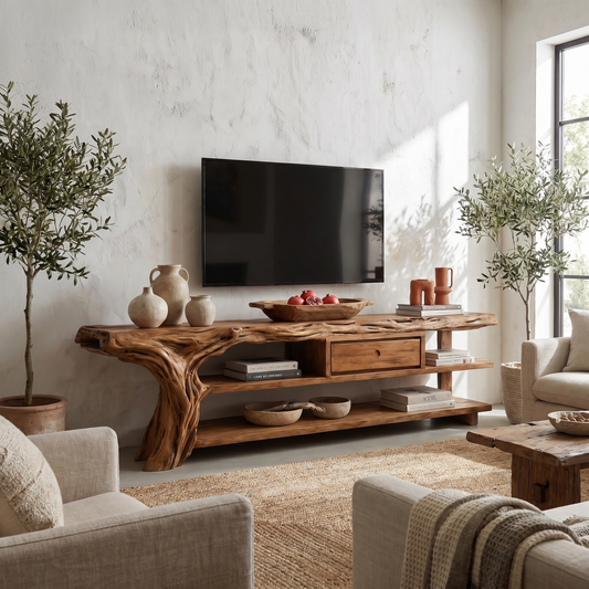 Rustic TV Stand Console For Living Room And Family Area