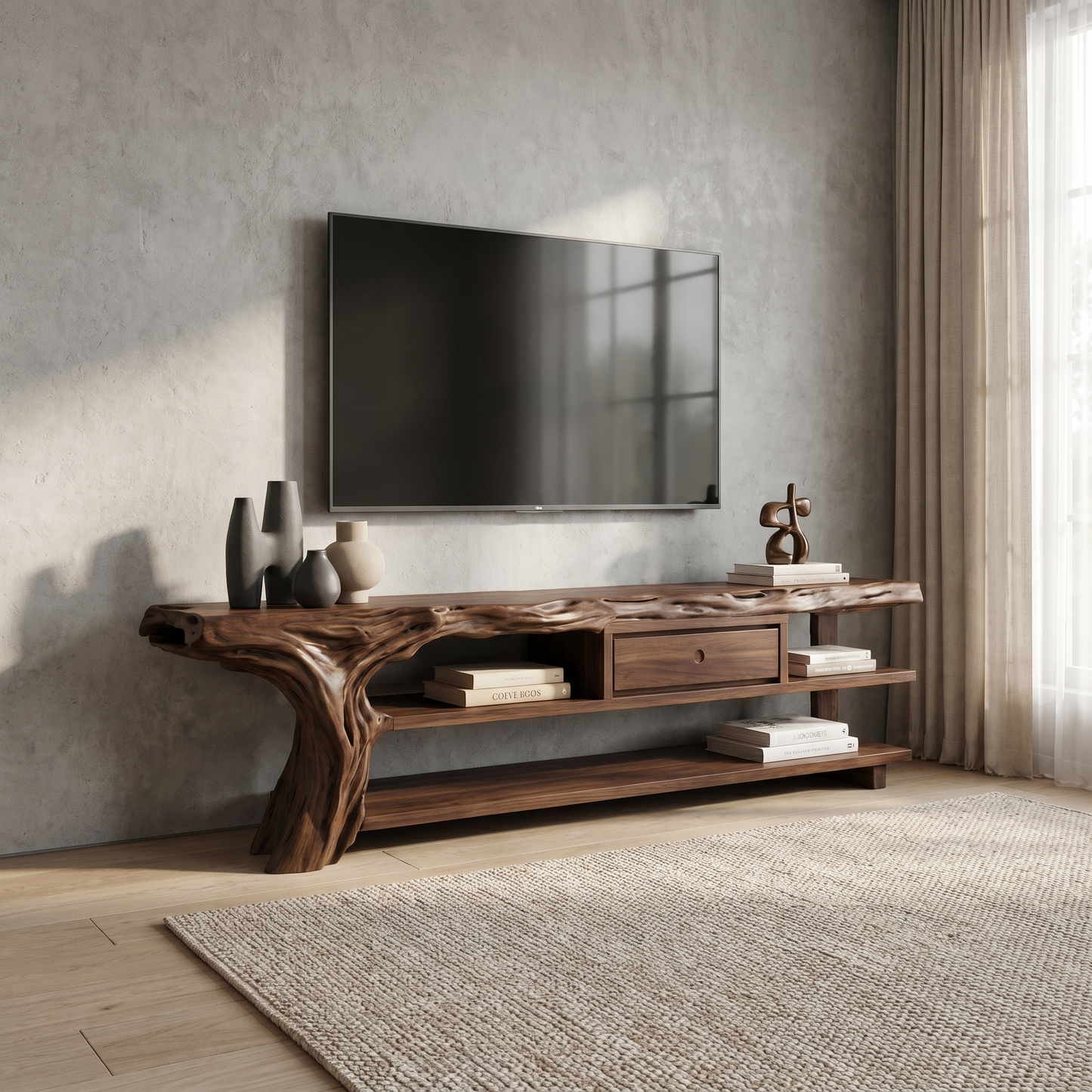 Rustic TV Stand Console For Living Room And Family Area